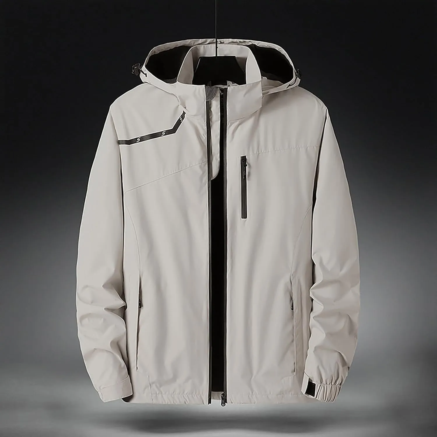 Mens Autumn Rain Jacket Lightweight Waterproof Raincoat with Hood Outdoor Breathable Travel Hiking Cycling Jackets