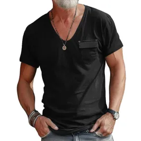 Men's Casual Cotton Blend U-Neck Slim Fit Short Sleeve T-Shirt 86055755M