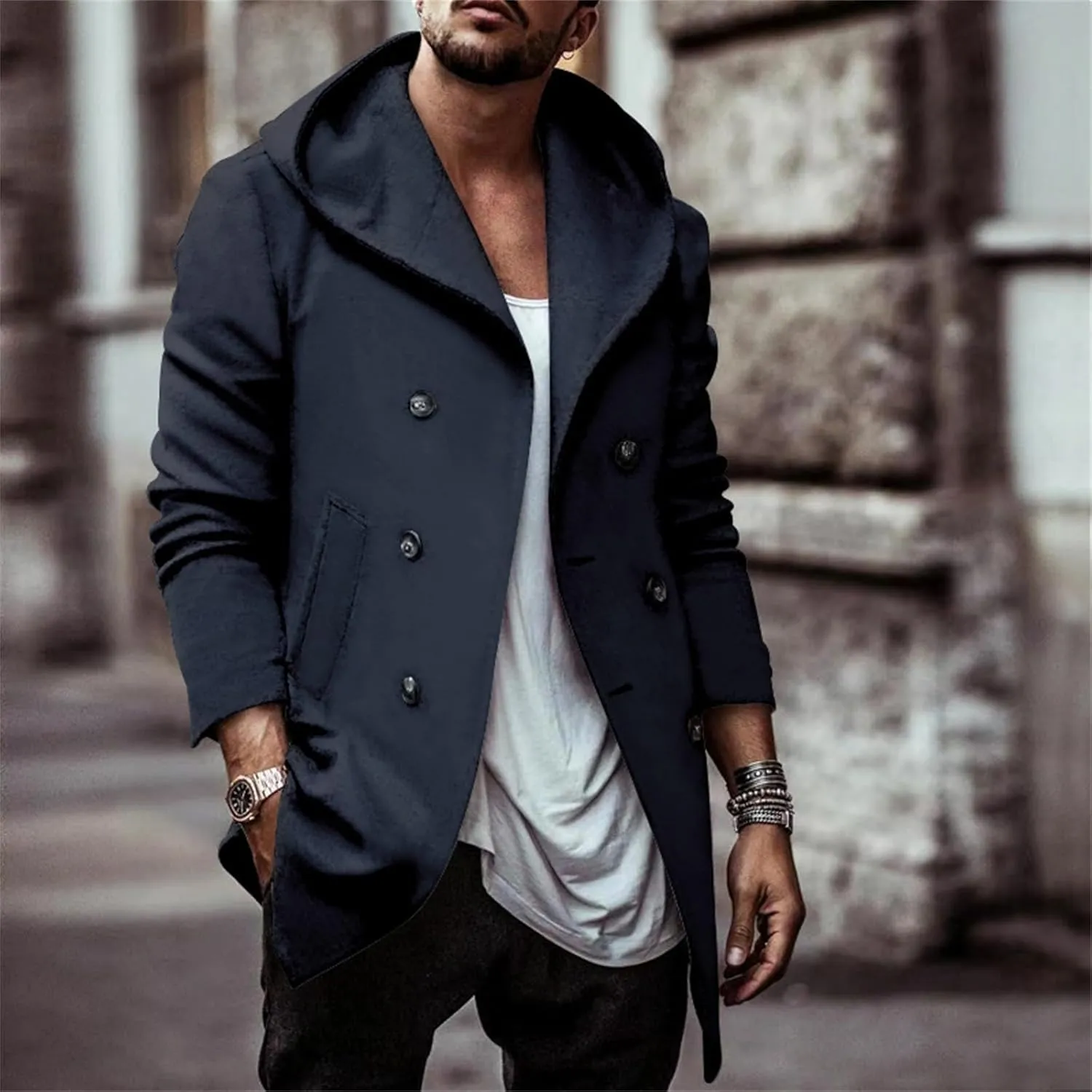 Mens Hoodie Sweatshirt Winter Full Zip Light Weight Fleece Sherpa Lined Warm Jacket Windproof Work Casual Coat Outdoor