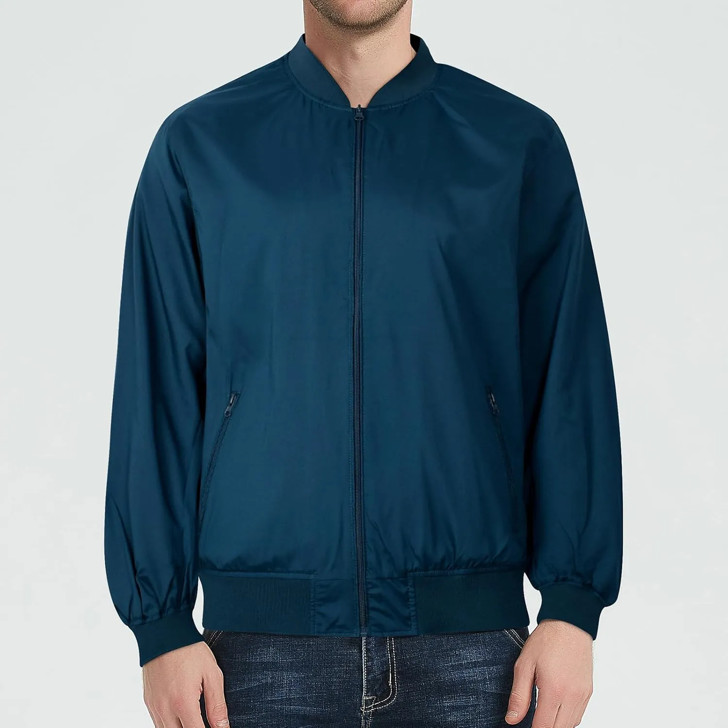 Men's Lightweight Bomber Jacket Spring Fall Causal Fashion Flight Windbreaker Golf Light Jacket Windproof Zip Up Coat