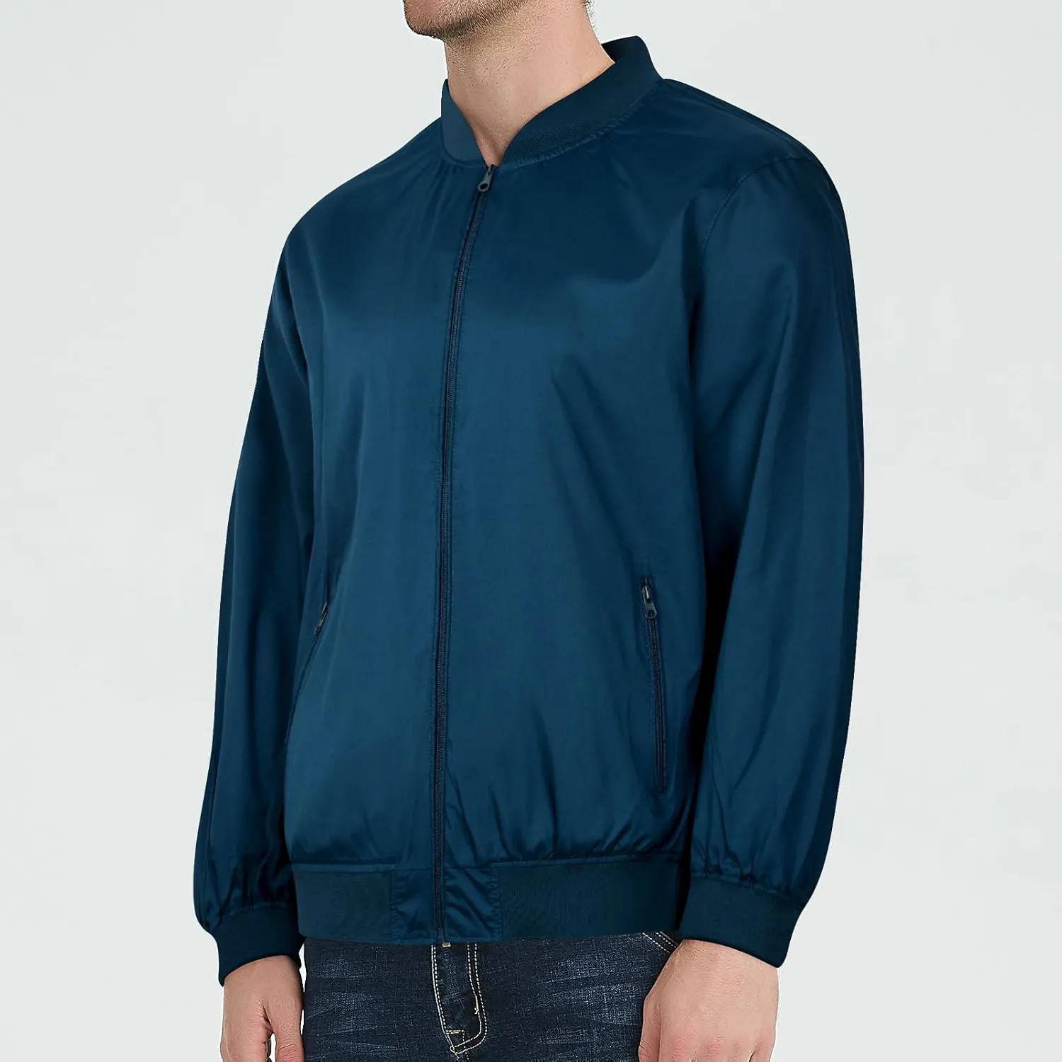 Men's Lightweight Bomber Jacket Spring Fall Causal Fashion Flight Windbreaker Golf Light Jacket Windproof Zip Up Coat