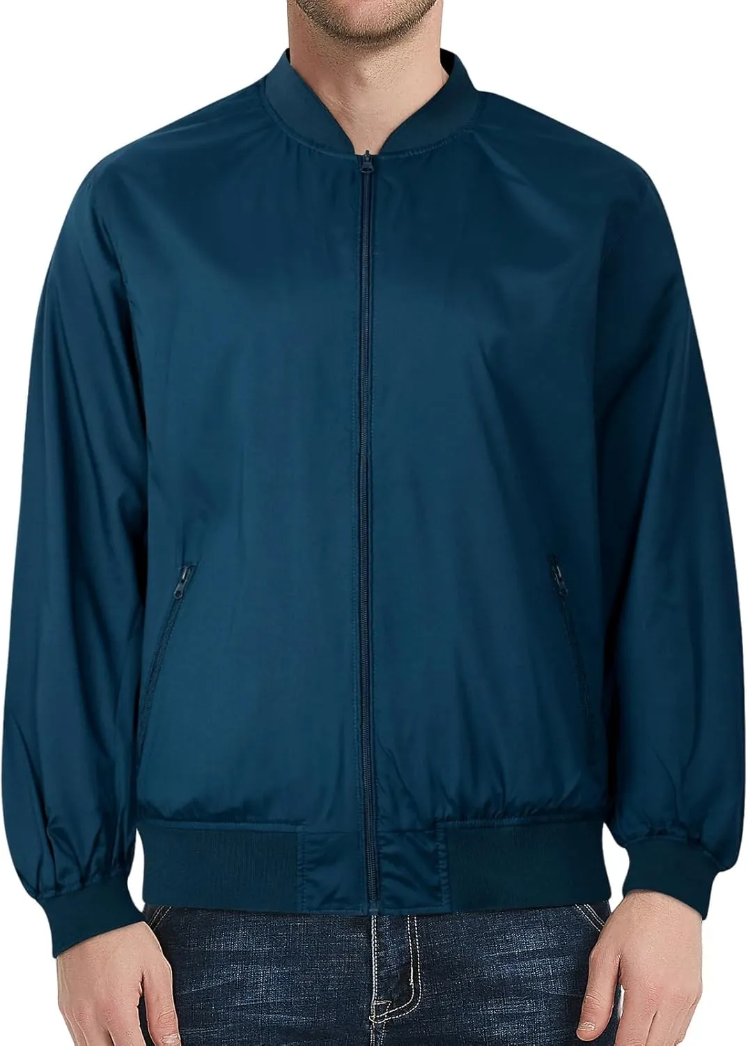 Men's Lightweight Bomber Jacket Spring Fall Causal Fashion Flight Windbreaker Golf Light Jacket Windproof Zip Up Coat
