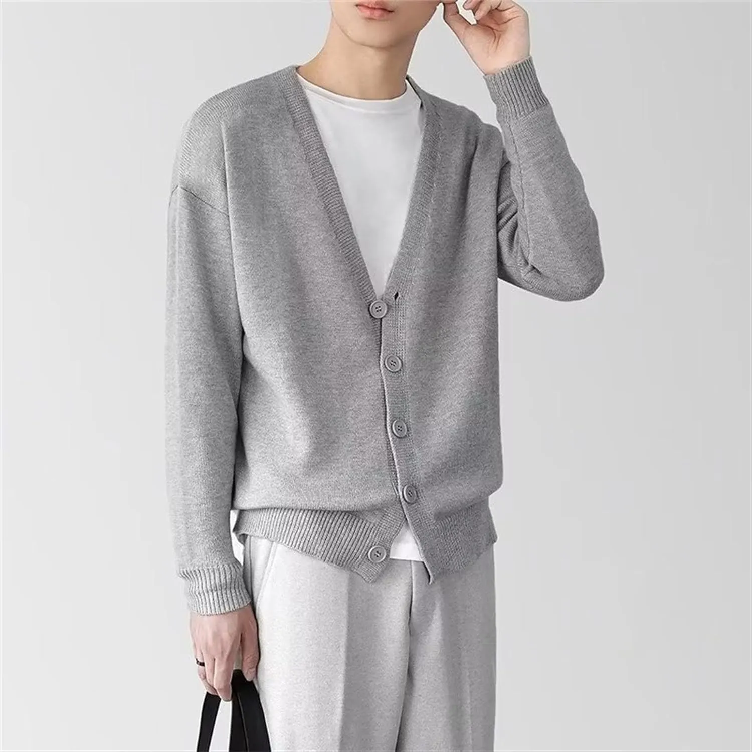 Mens Lightweight Sweater V-Neck Jacket Breathable Buttons Knited Cardigan Comfortable Soft Outerwear