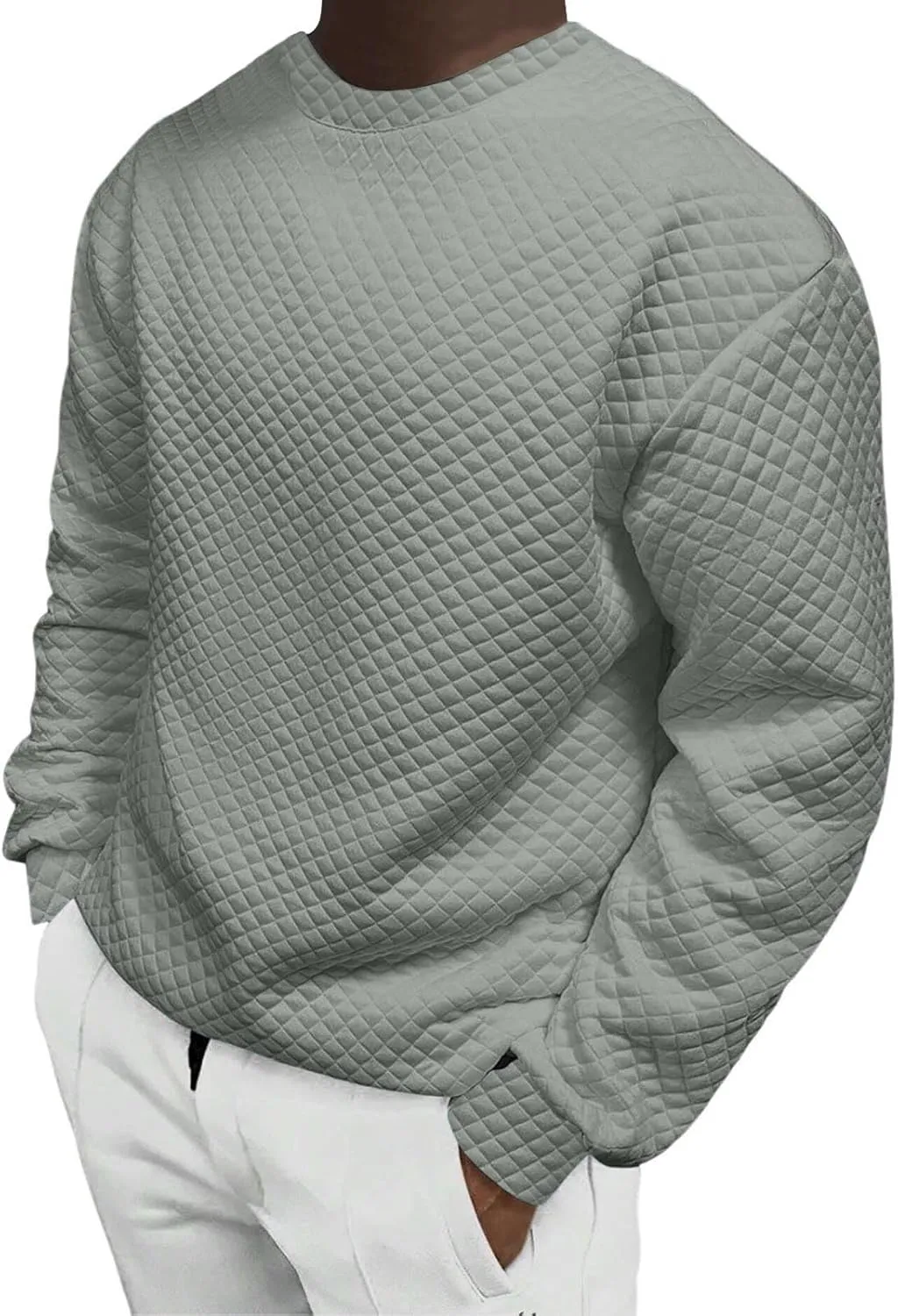 Men's Plain Sweatshirts Soft Long Sleeve Crewneck Sweatshirt Lightweigt Sweat Shirt Texture Pullover Shirt Tops