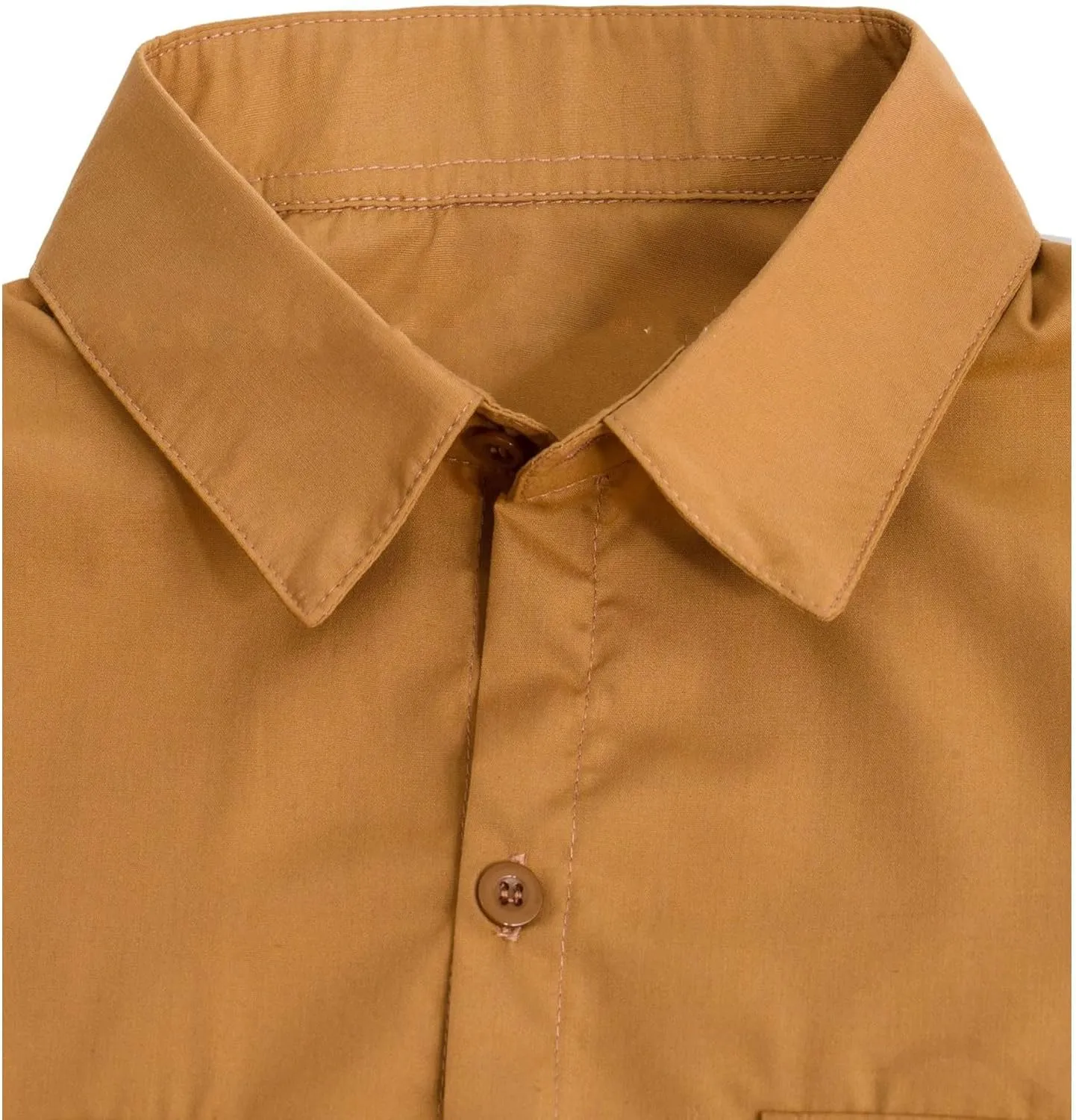 Men's Retro Classic Shirt Button Down Lapel Double Pocket Solid Color Short-Sleeved Summer Casual Breathable Shirt