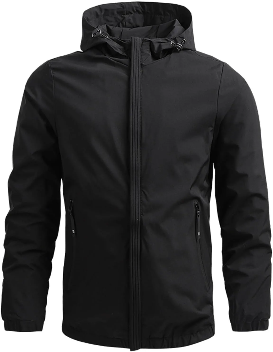 NATHGAM Men's Casual Loose Fit Windbreaker Long Sleeve Stand Collar Hooded Jacket Breathable For Biking Hiking Running 2024