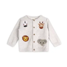 Organic Cotton Animal Friends Embroidered Baby Cardigan Sweater
