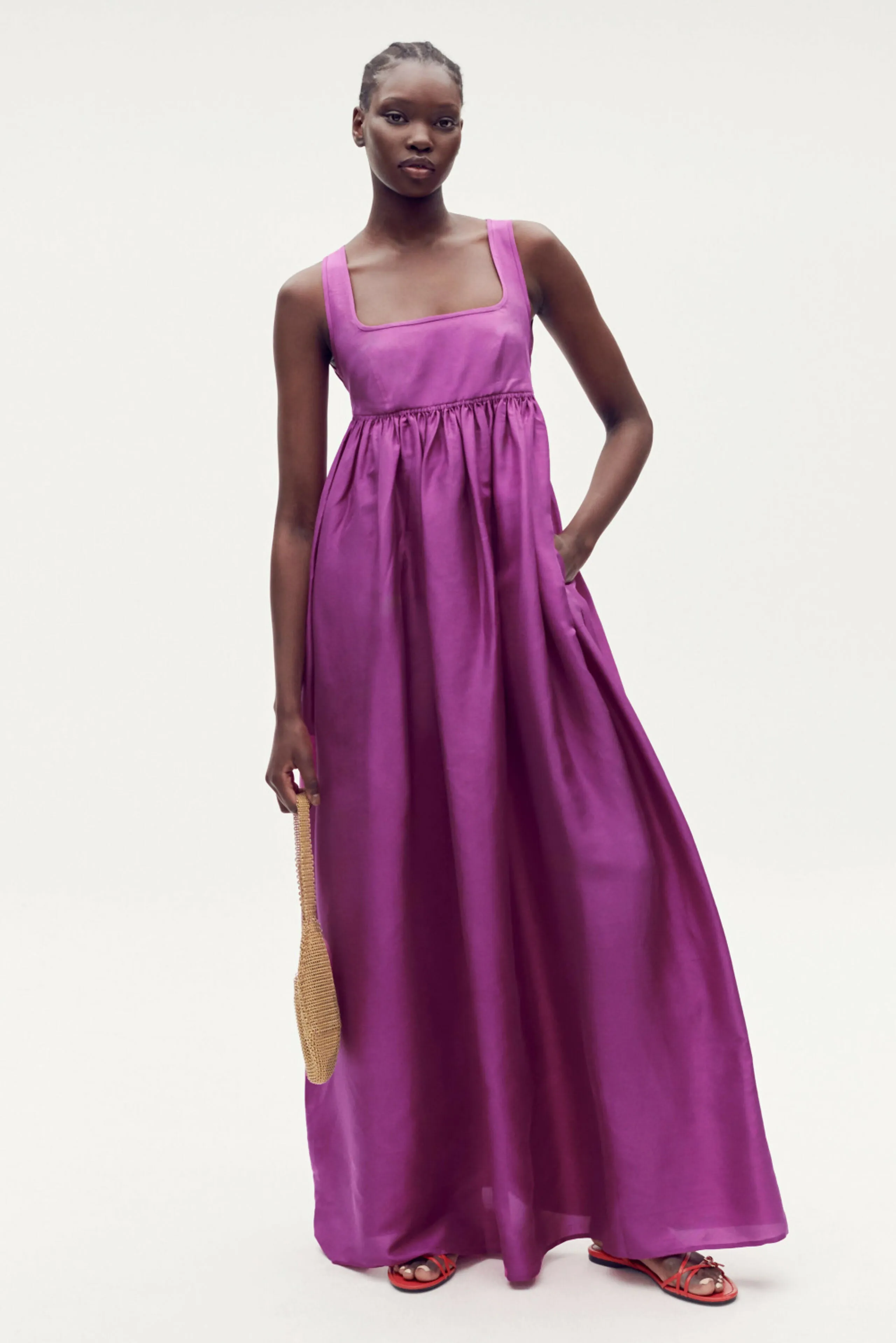 Oroton Strappy Sundress Magenta Size 6