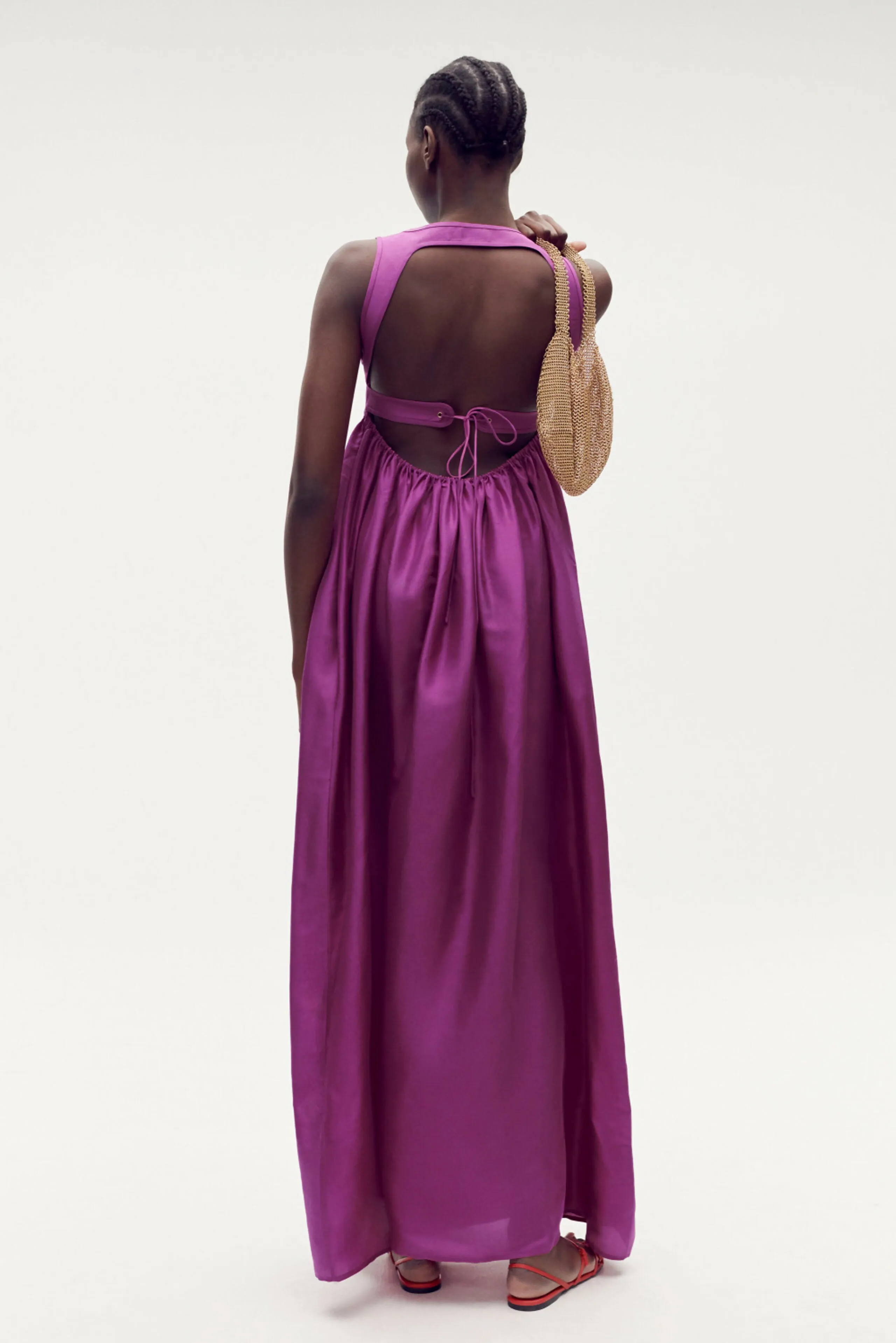 Oroton Strappy Sundress Magenta Size 6