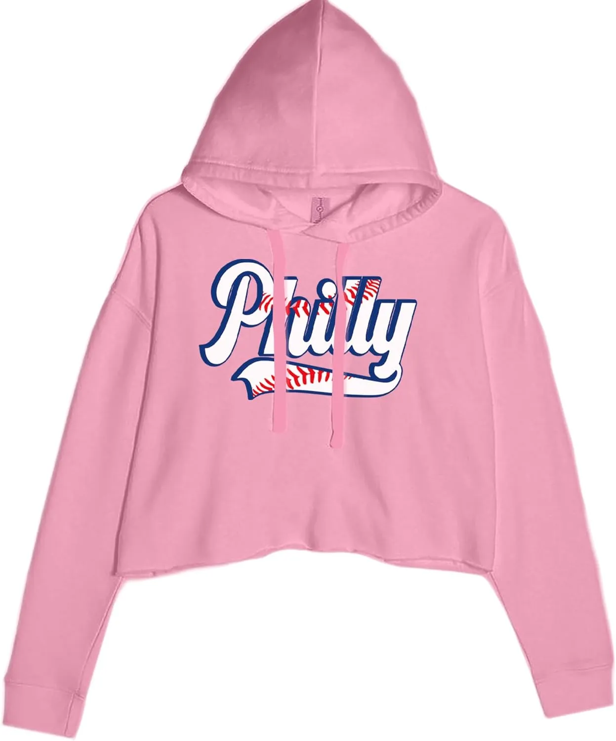 Philly Baseball Stitching Cropped Fleece Hoodie, Soft & Cozy, Trendy Fit