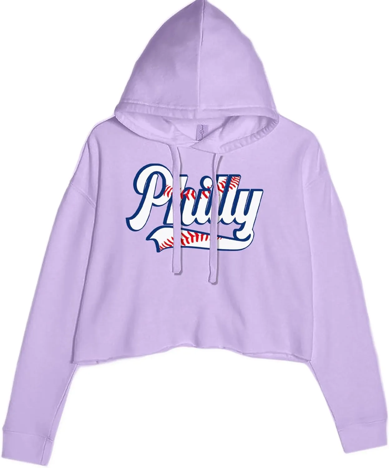 Philly Baseball Stitching Cropped Fleece Hoodie, Soft & Cozy, Trendy Fit