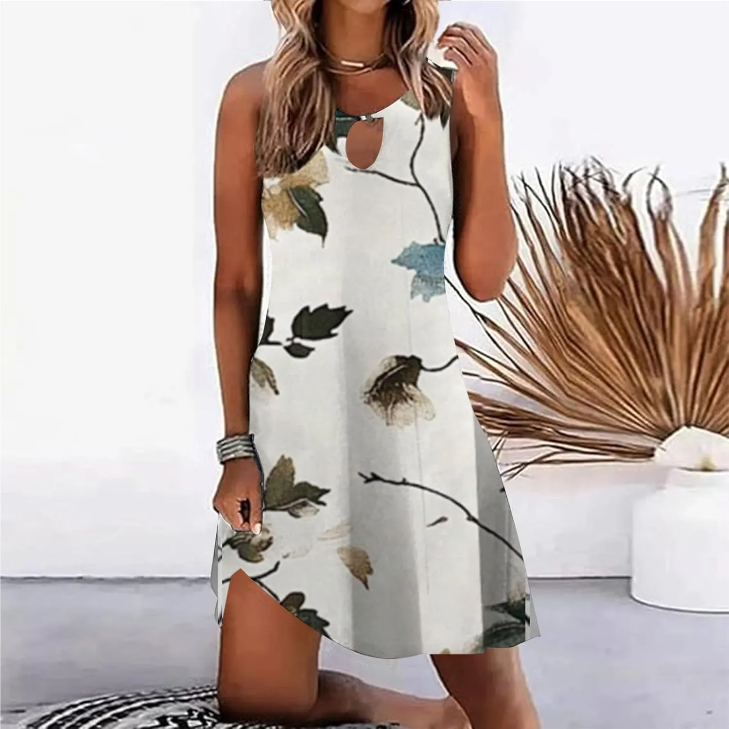 Plus Size Sundresd Sun Dresses for Women 2025 Vacation Beach Casual Summer Sundresses Sleeveless Tank Short Boho