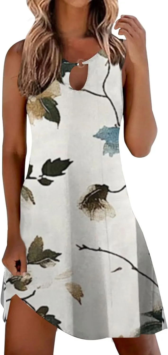 Plus Size Sundresd Sun Dresses for Women 2025 Vacation Beach Casual Summer Sundresses Sleeveless Tank Short Boho