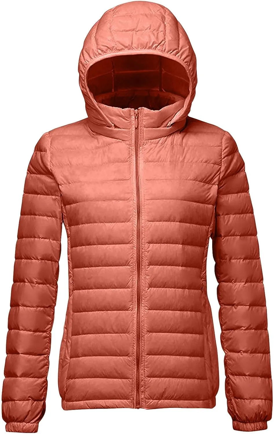 Quilted Jacket Womens With Detachable Hood 2024 Ultra Light Weight Zipper Long Sleeve Down Coat Winter Puffer Jackets