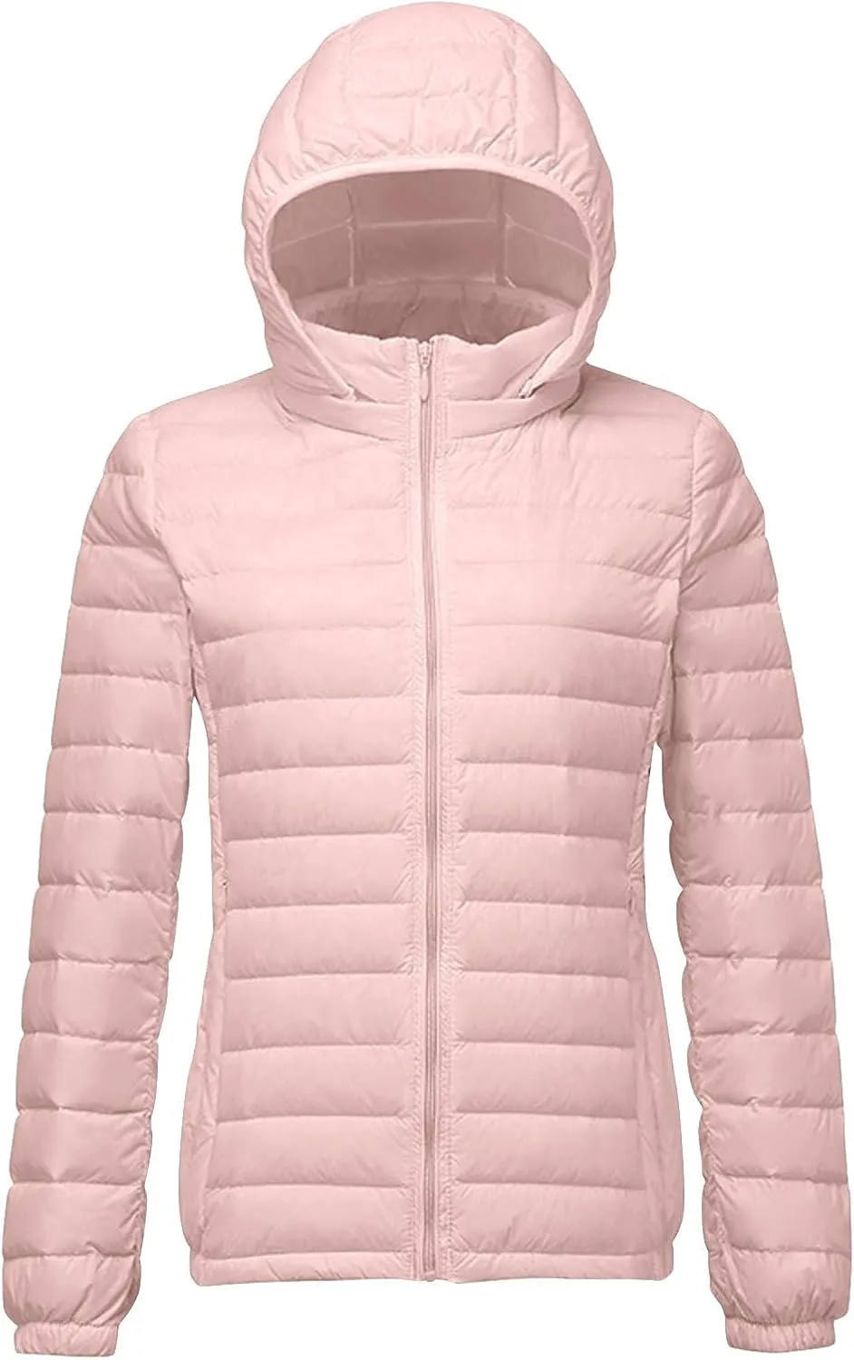 Quilted Jacket Womens With Detachable Hood 2024 Ultra Light Weight Zipper Long Sleeve Down Coat Winter Puffer Jackets