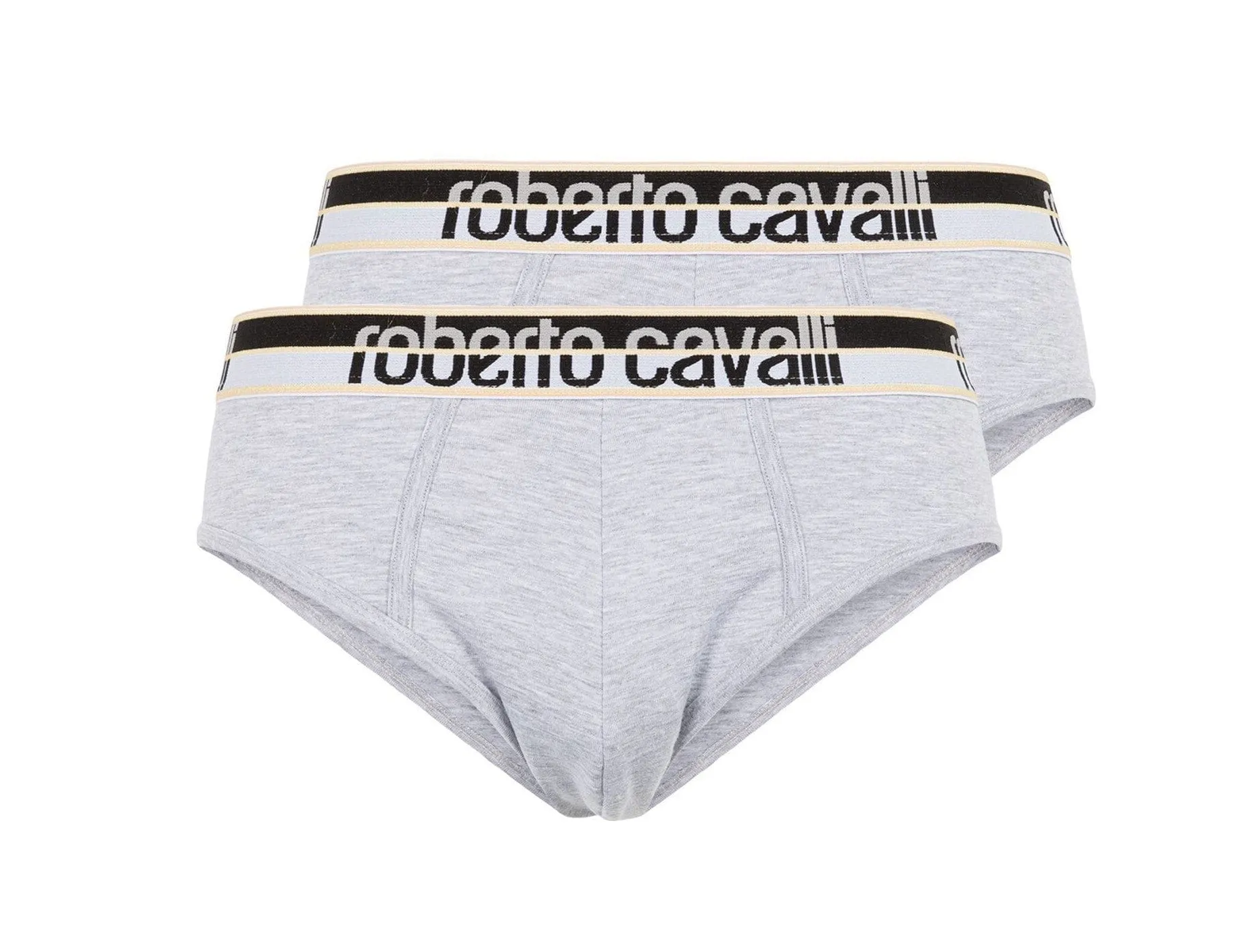 Roberto Cavalli Grey Melange Cotton Jersey Stretch Brief Slip-2-Pack-