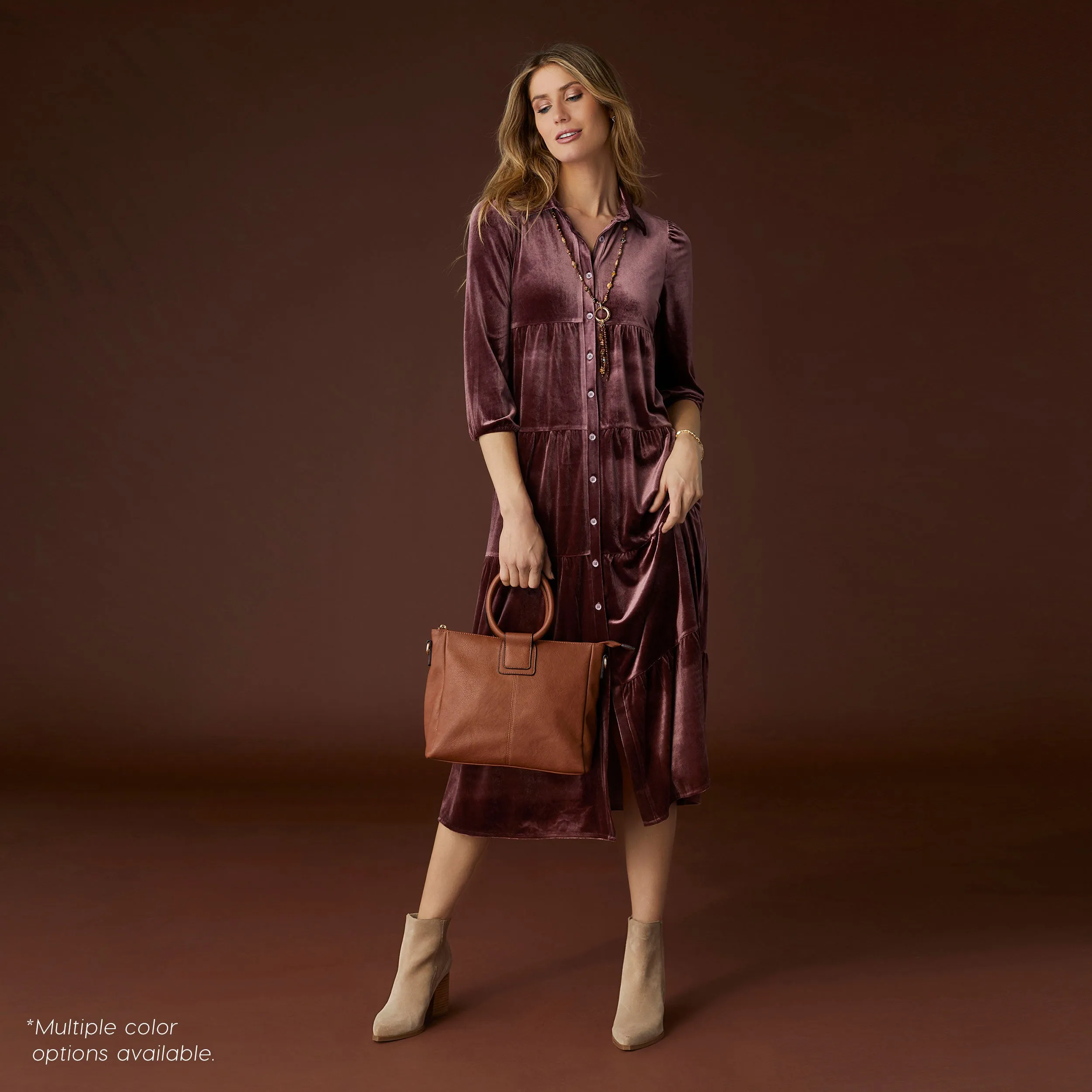 Romance Imagined Velour Dress - Plum - Final Sale