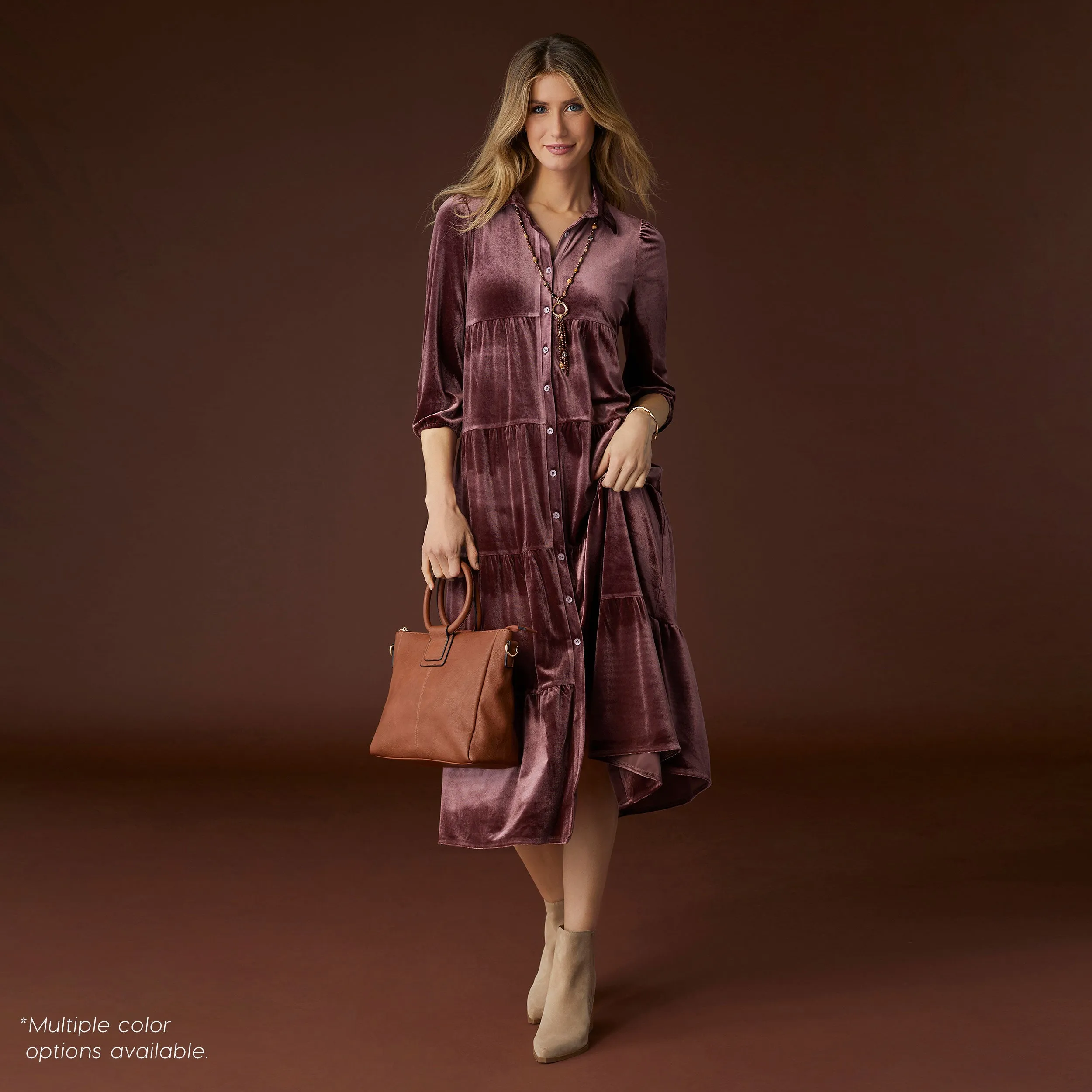 Romance Imagined Velour Dress - Plum - Final Sale