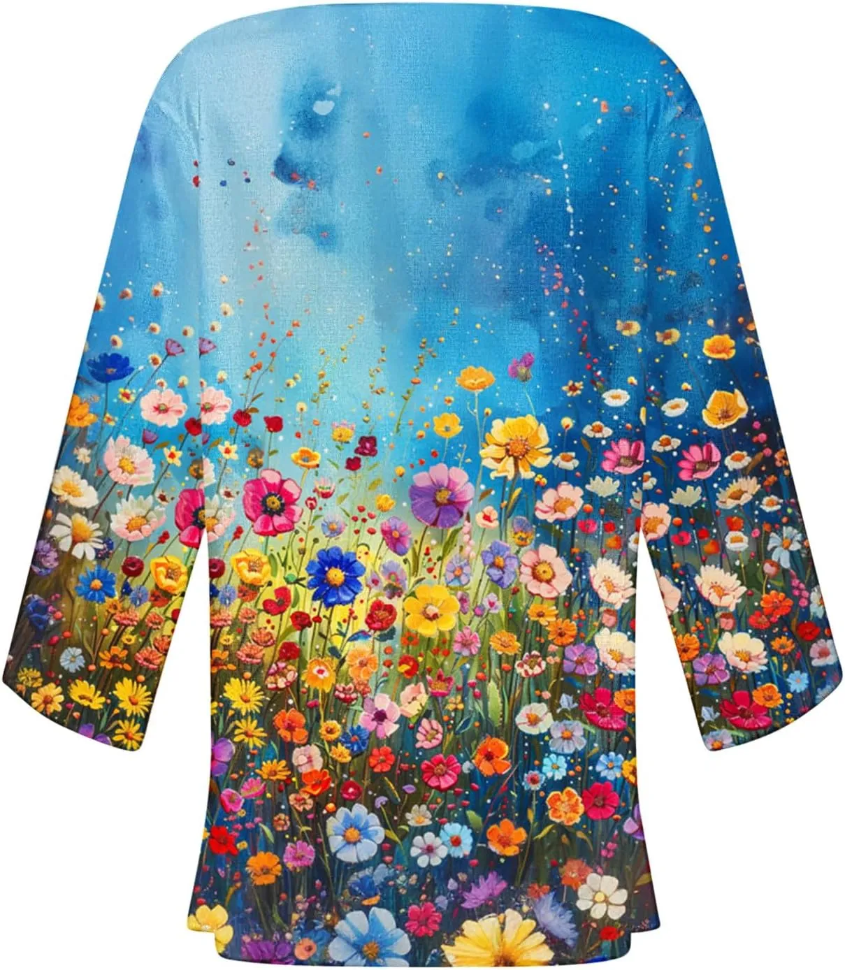 Summer 3/4 Sleeve Cardigans for Women Fashion Floral Oil Printing Cardigan Lightweight Casual Loose Fit Cover Up Top