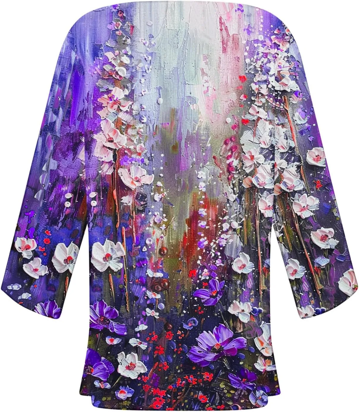 Summer 3/4 Sleeve Cardigans for Women Fashion Floral Oil Printing Cardigan Lightweight Casual Loose Fit Cover Up Top
