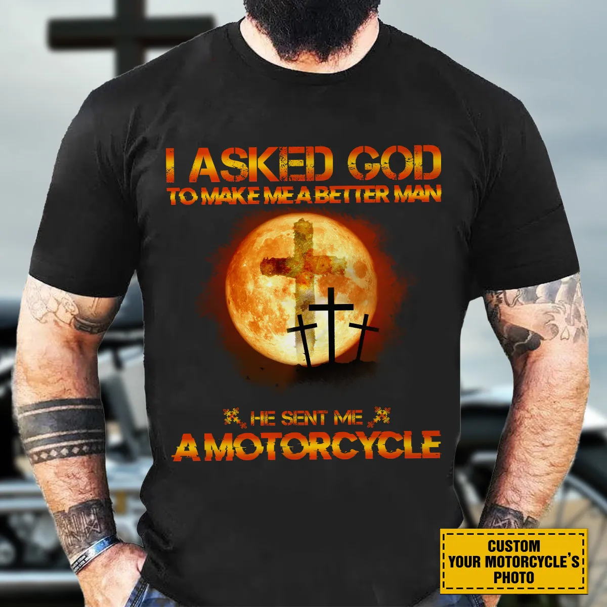 Teesdily | Customized Christian Biker Shirt, I Asked God To Make Me A Better Man Sweatshirt Hoodie Mug, Jesus Motorcycle Lover Gifts, Speed Lovers Tee