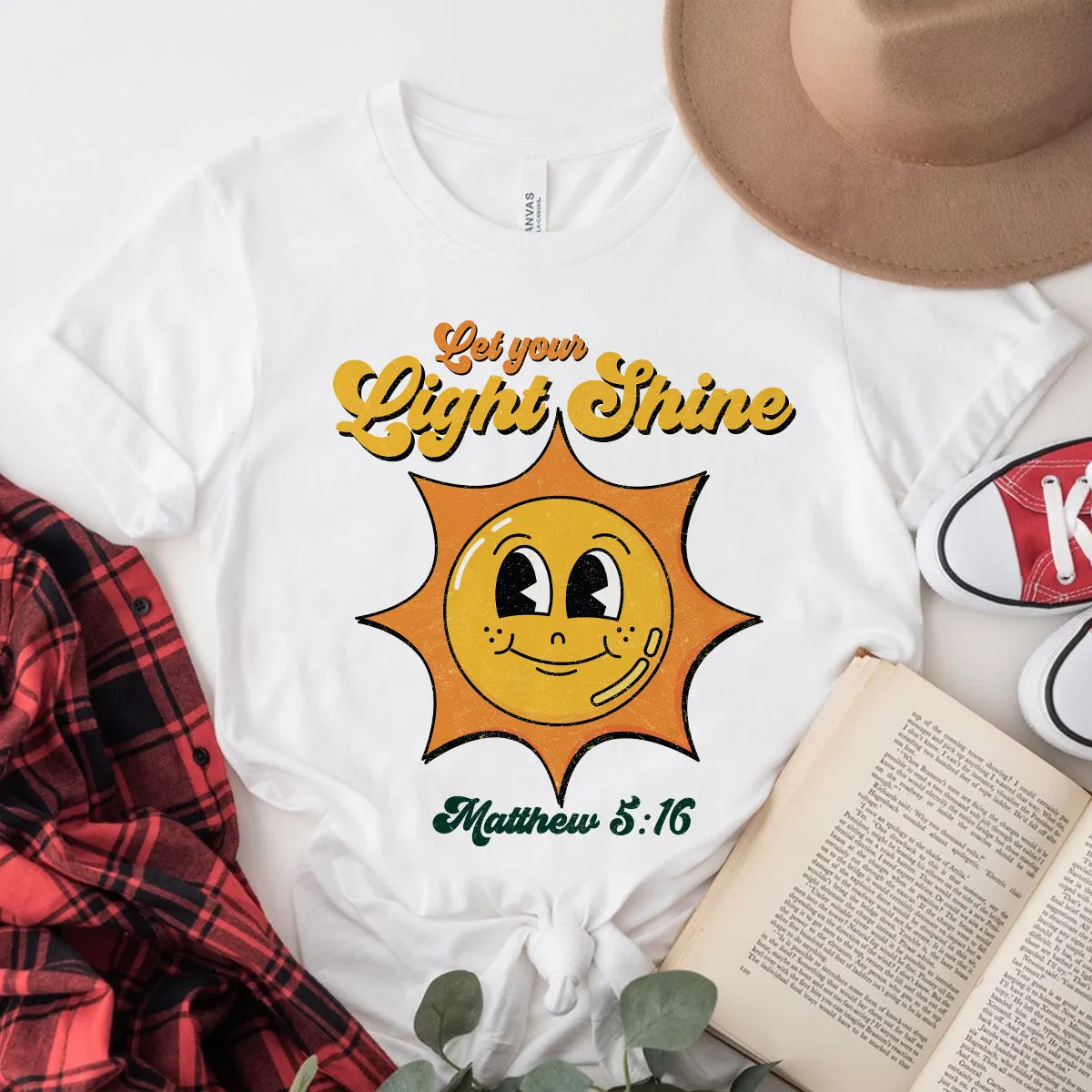 Teesdily | God Bible Verse Short Sleeve Shirts, Let Your Light Shine Christian Sweatshirt Hoodie Mug, Cute Sunshine Christian Religious Shirt Gifts