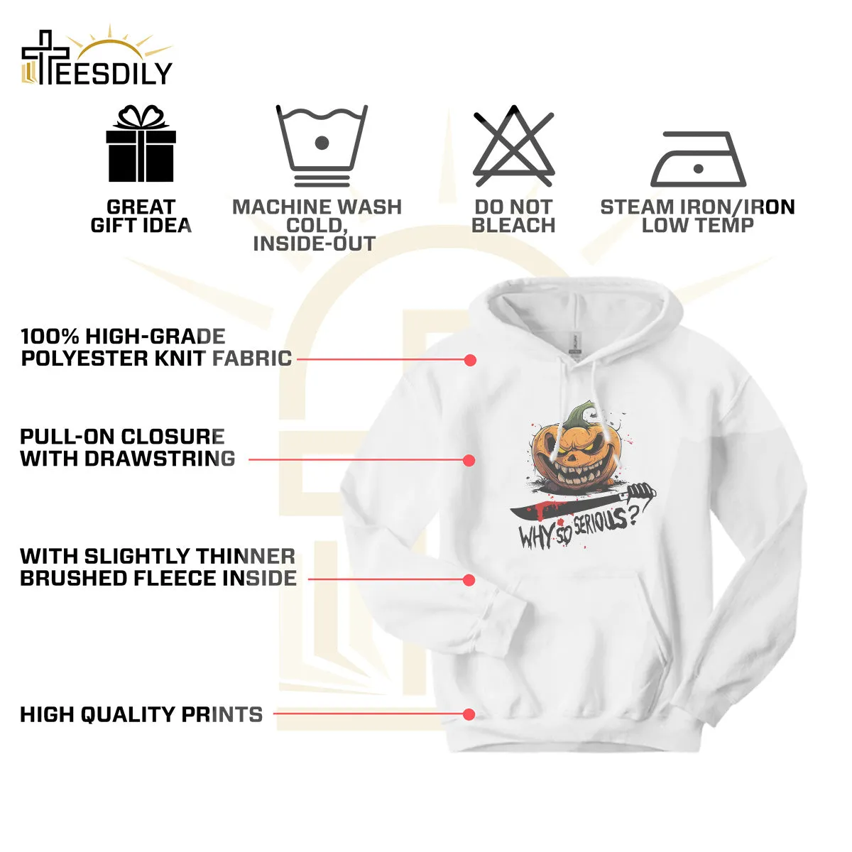 Teesdily | Halloween Scary Pumpkin Shirt, Why So Serious T-shirt, Evil Pumpkin Serious Sweatshirt Hoodie Mug, Halloween Outfit Holiday Gifts