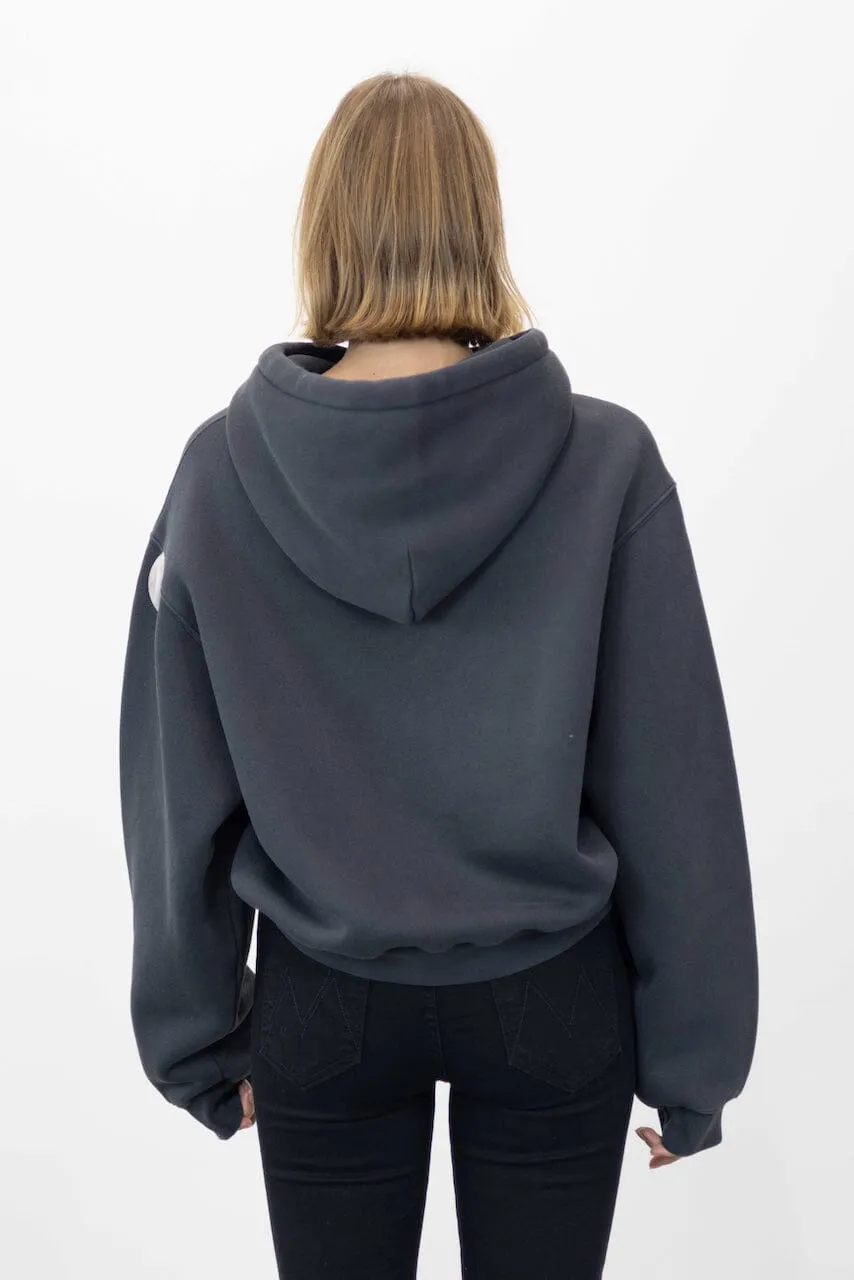 THE ESSENTIAL TERRY HOODIE WITH LOGO IN SOFT OBSIDIAN