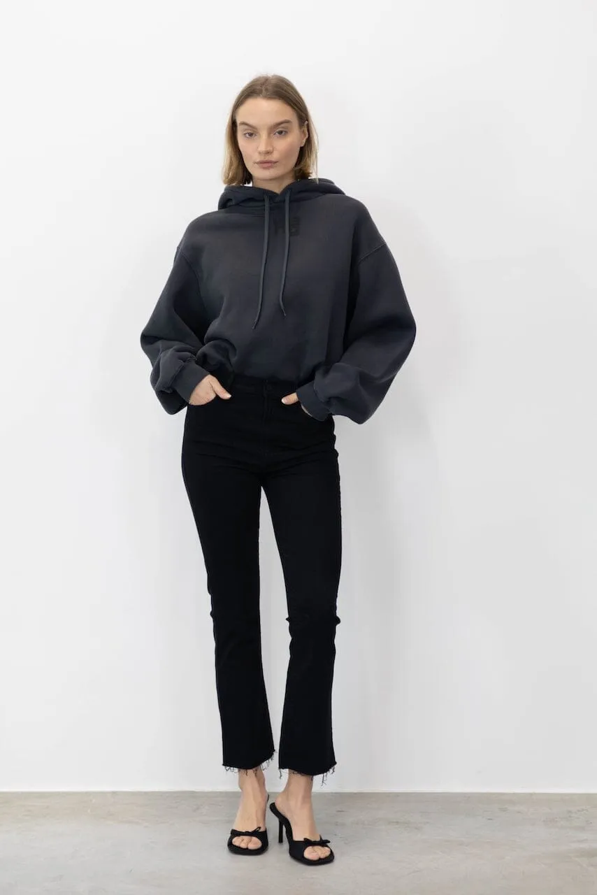 THE ESSENTIAL TERRY HOODIE WITH LOGO IN SOFT OBSIDIAN