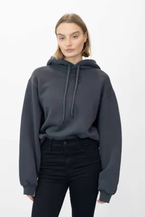 THE ESSENTIAL TERRY HOODIE WITH LOGO IN SOFT OBSIDIAN