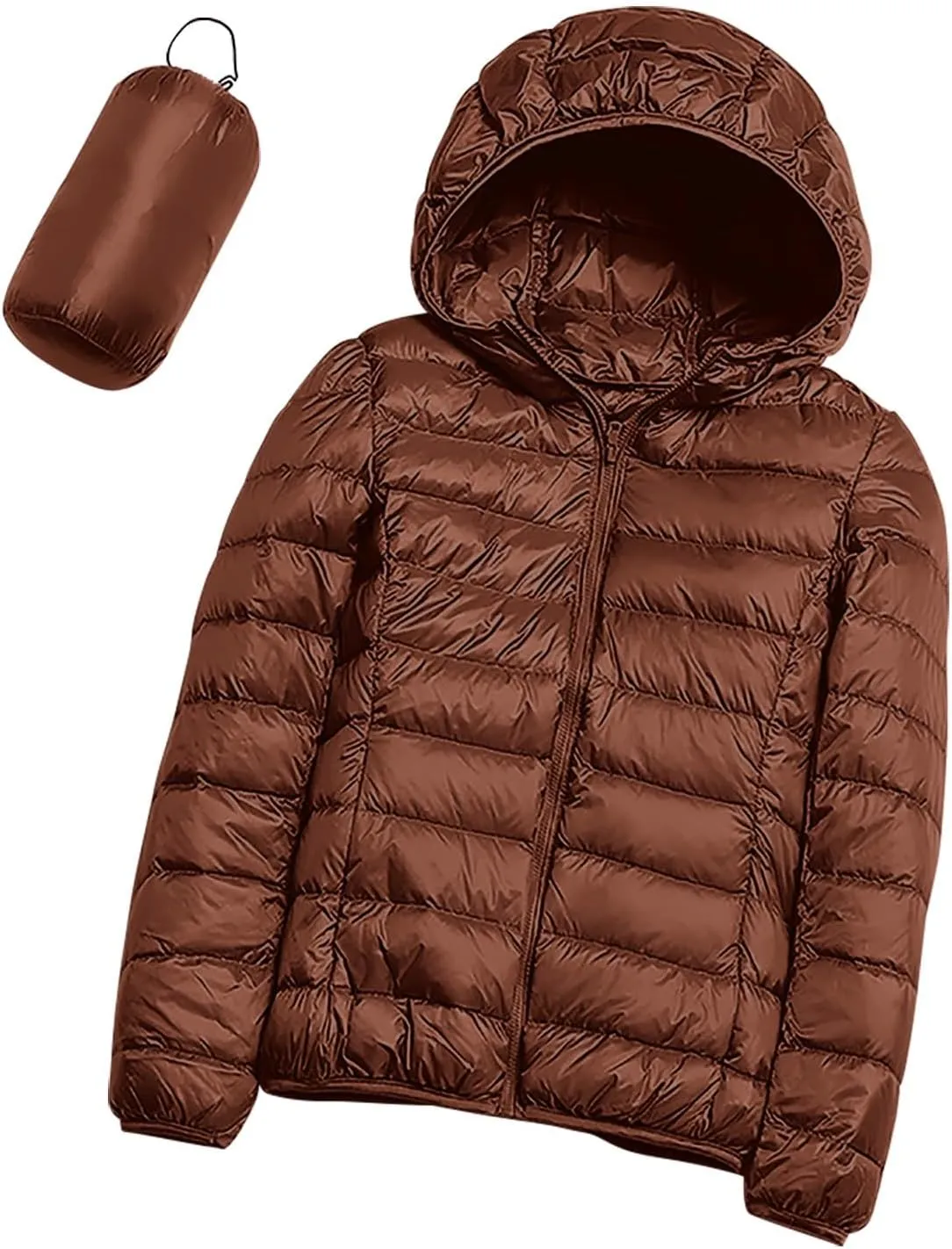 Uillui Womens Hooded Packable Puffer Jacket Light Weight Short Down Jacket for Hiking Travel Quilted Warm Short Winter Coats