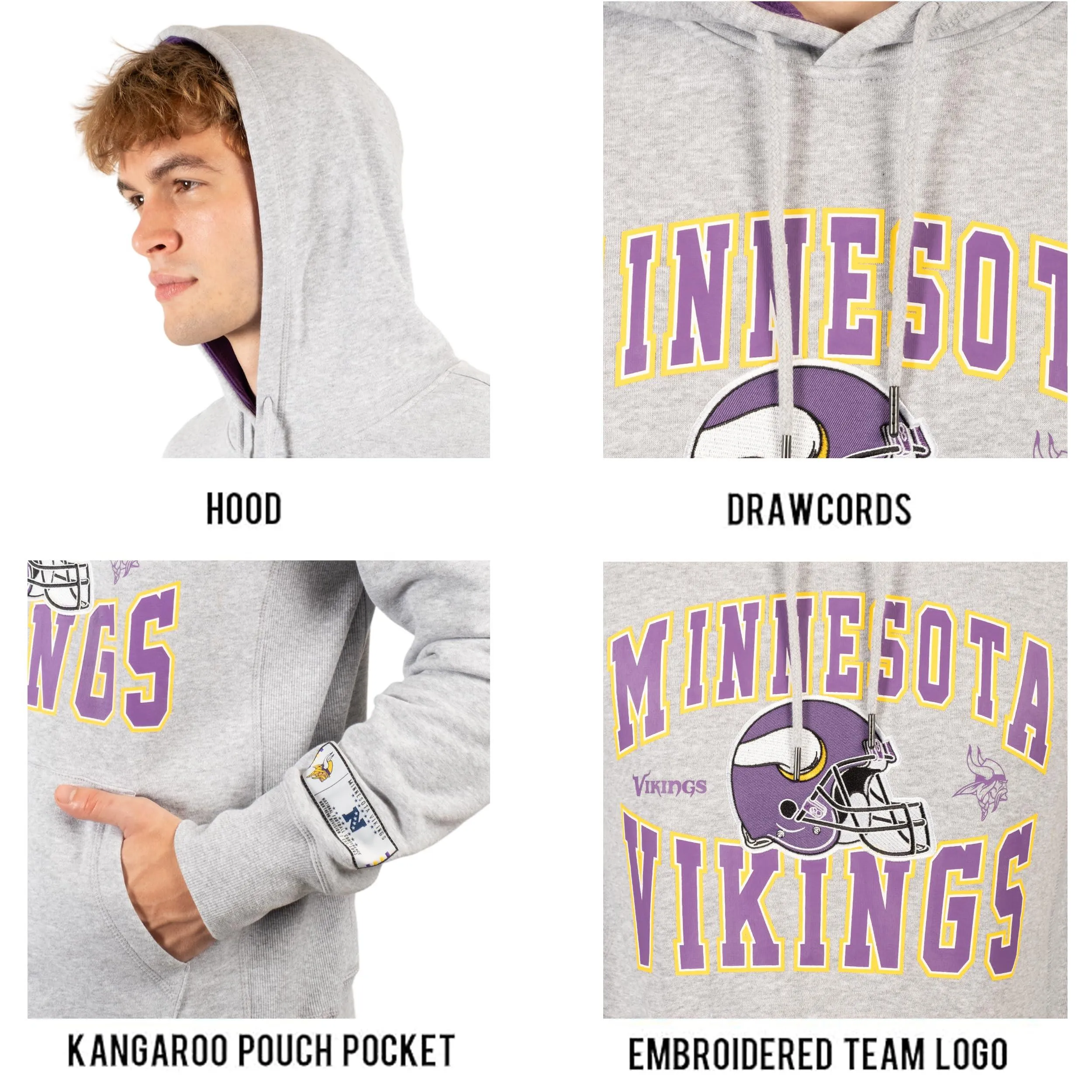 Ultra Game NFL Official Adults Ultimate Quality Super Soft Hoodie Sweatshirt - Unisex, Minnesota Vikings, Heather Gray|Minnesota Vikings