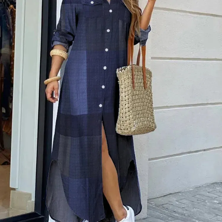 Vintage Leopard Maxi Dress Autumn Long Sleeve Oversized Sundress