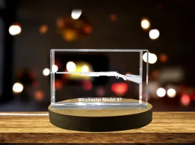 Winchester Model 97 Trench Gun - 3D Engraved Crystal Glass