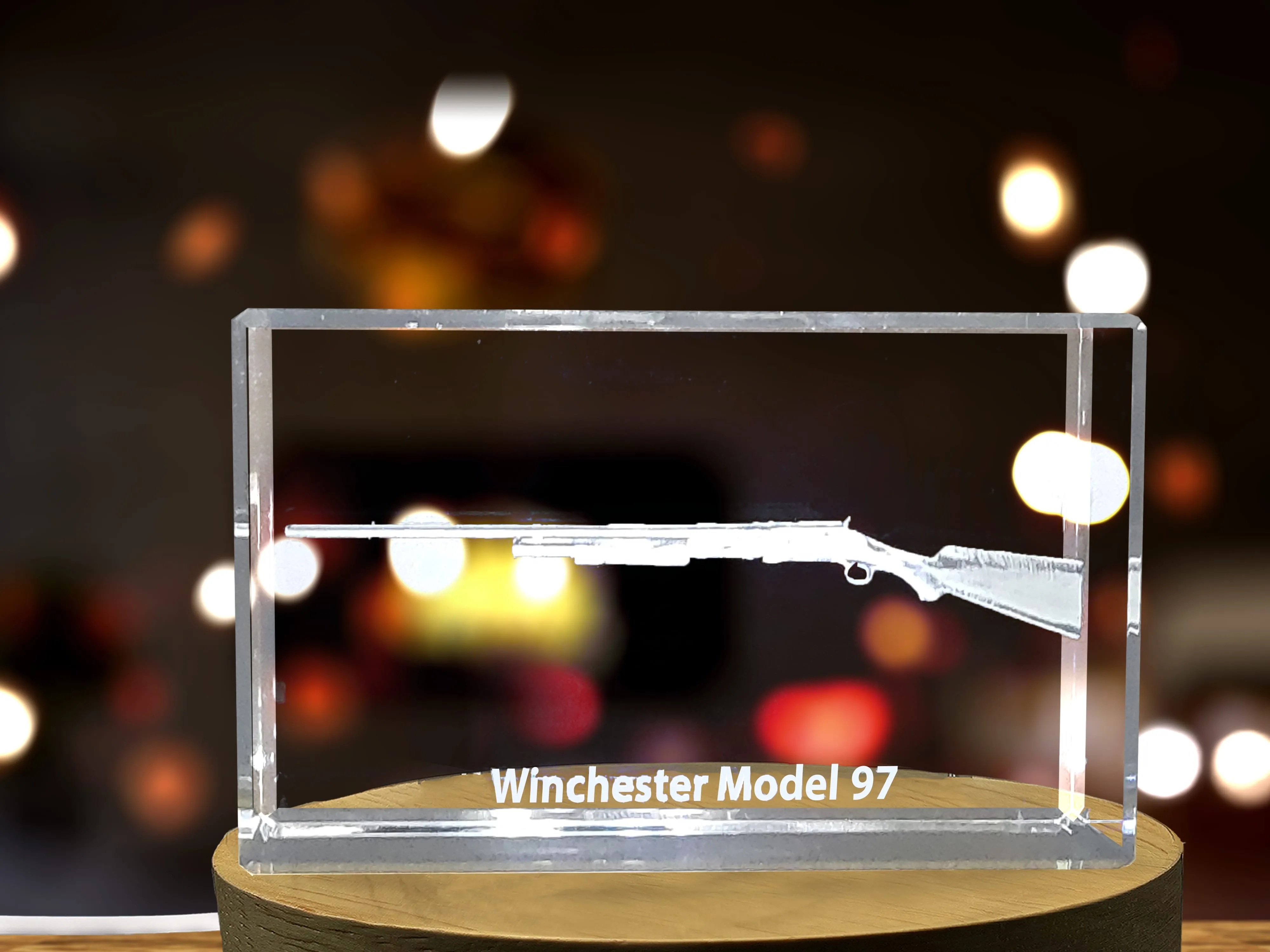 Winchester Model 97 Trench Gun - 3D Engraved Crystal Glass