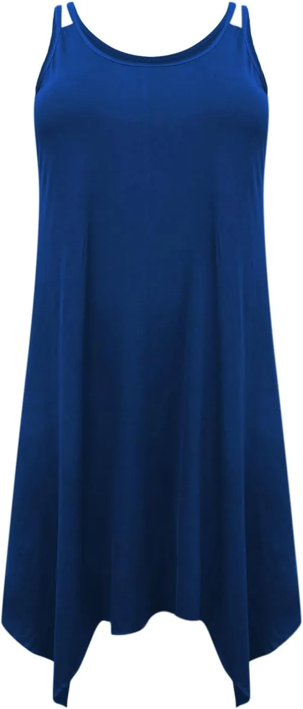 Women Strap Beach Dress Summer Sleeveless Sundress Plus Size Irregular Hem Tank Dresses 2025 Trendy Resort Wear