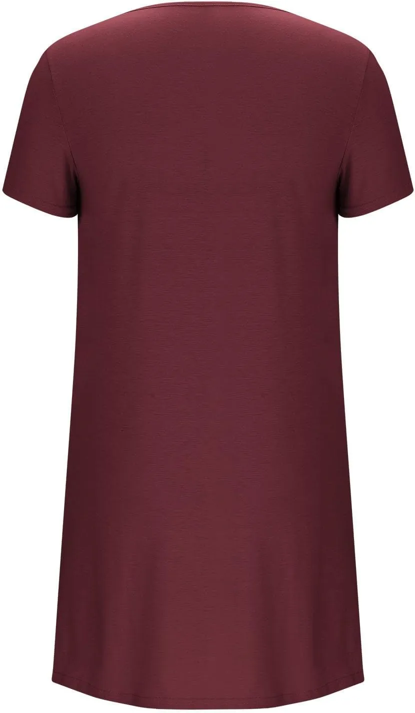 Women Summer T-Shirt Dresses Short Sleeve Pleated Front Swing A Line Dress Short Sleeve Causal Beach Vacation Dresses