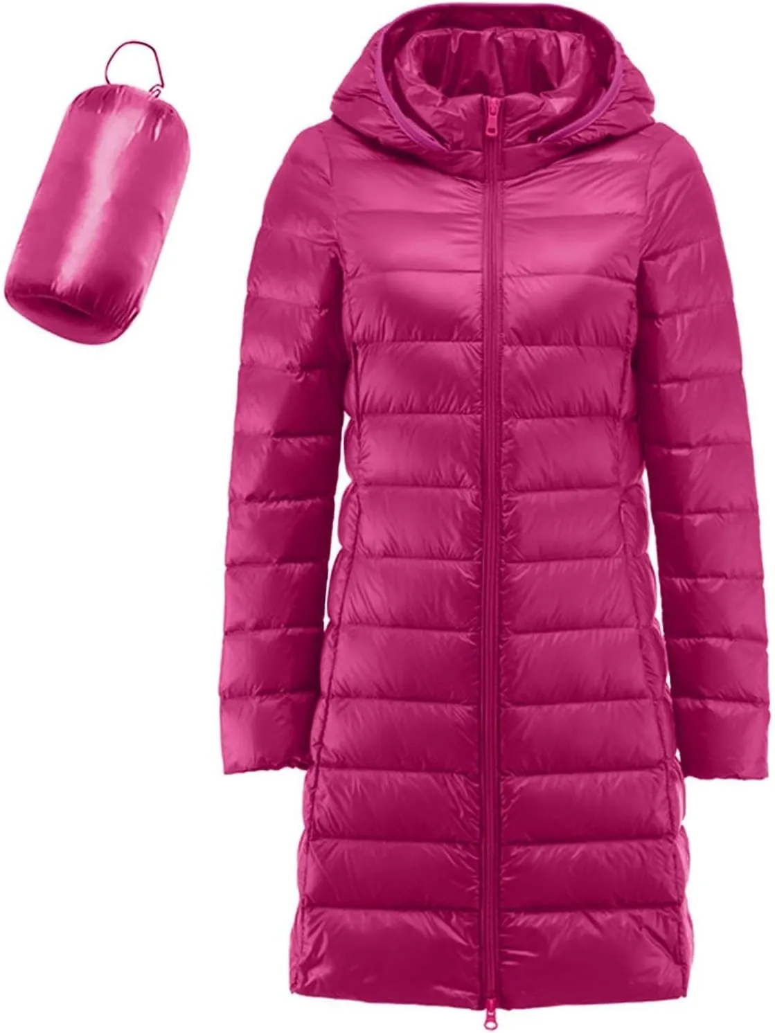 Women's Long Winter Faux Fur Coat Puffer Warm Jacket with Detachable Hood Packable Hooded Down Jacket Ultra Light