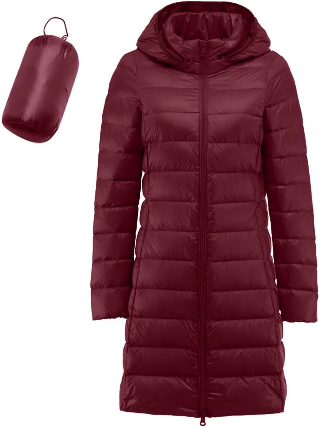 Women's Long Winter Faux Fur Coat Puffer Warm Jacket with Detachable Hood Packable Hooded Down Jacket Ultra Light
