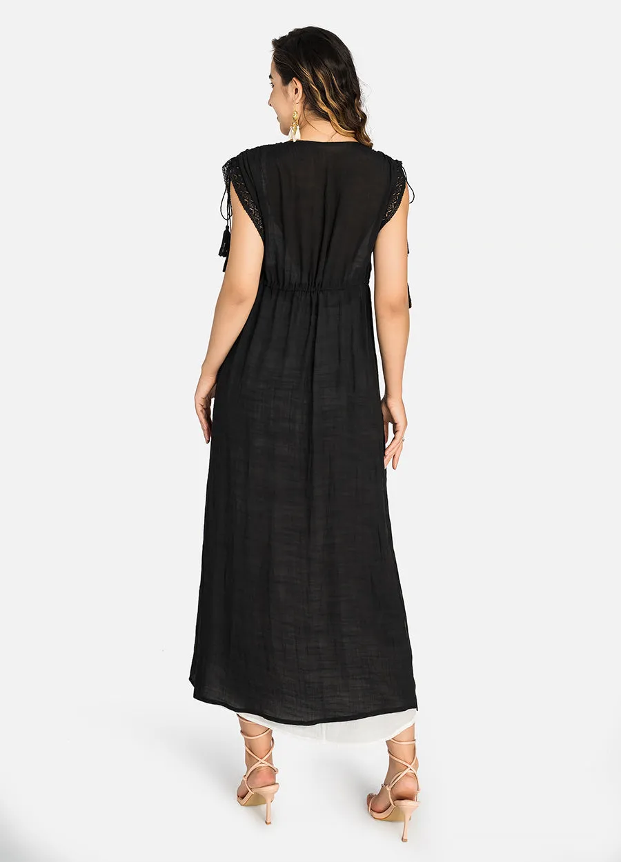 Women's Summer Short Sleeve Open Front Midi Cover up