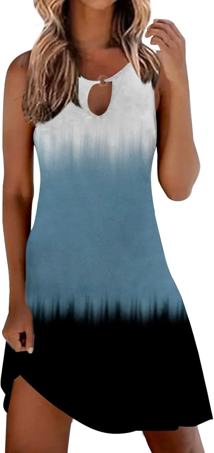 Women's Sundresdes Sun Dresses for Women 2025 Vacation Beach Casual Summer Sundresses Sleeveless Tank Short Boho