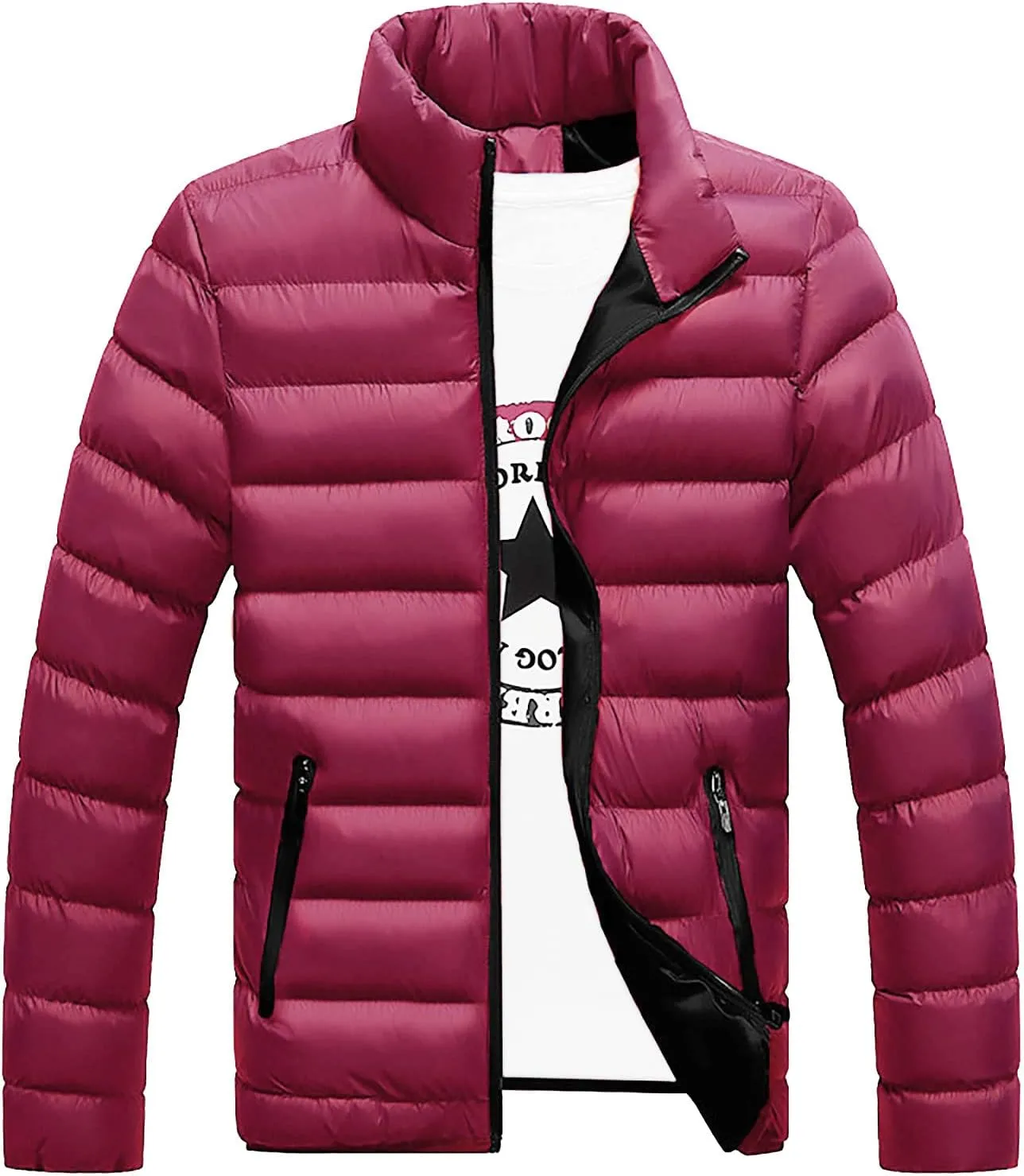 Ymosrh Rain Coats for Men Men's Autumn Winter Zipper Warm Down Jacket Packable Light Coat Mens Jackets