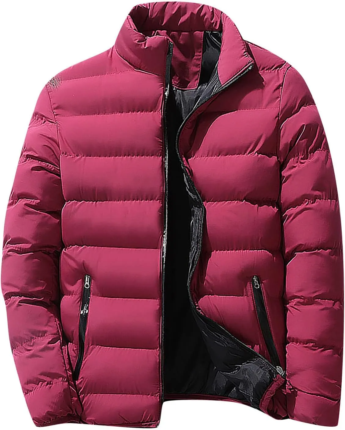 Ymosrh Rain Coats for Men Men's Autumn Winter Zipper Warm Down Jacket Packable Light Coat Mens Jackets